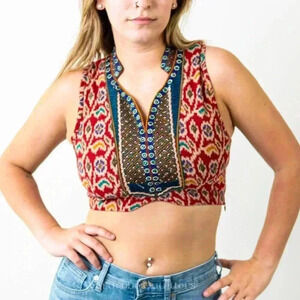 Vintage Y2K Boho Paisley Crop Tank Top